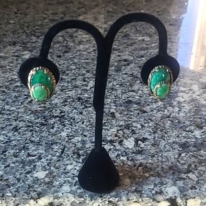 Vintage Rare Trifari Renaissance Earring Green
